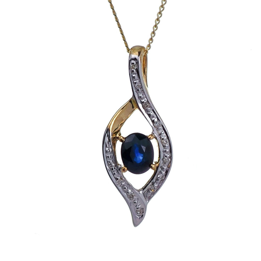 9ct Sapphire Necklace Yellow Gold 0.47ct Blue Oval Natural Gemstone