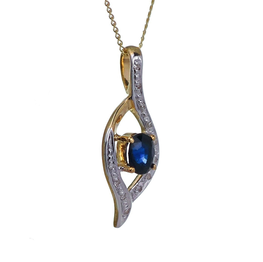 9ct Sapphire Necklace Yellow Gold 0.47ct Blue Oval Natural Gemstone