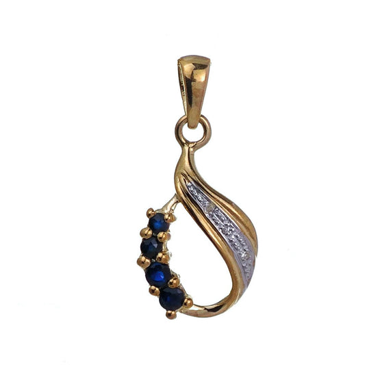 9ct Sapphire Necklace Yellow Gold 0.19ct Blue Round Natural Gemstone