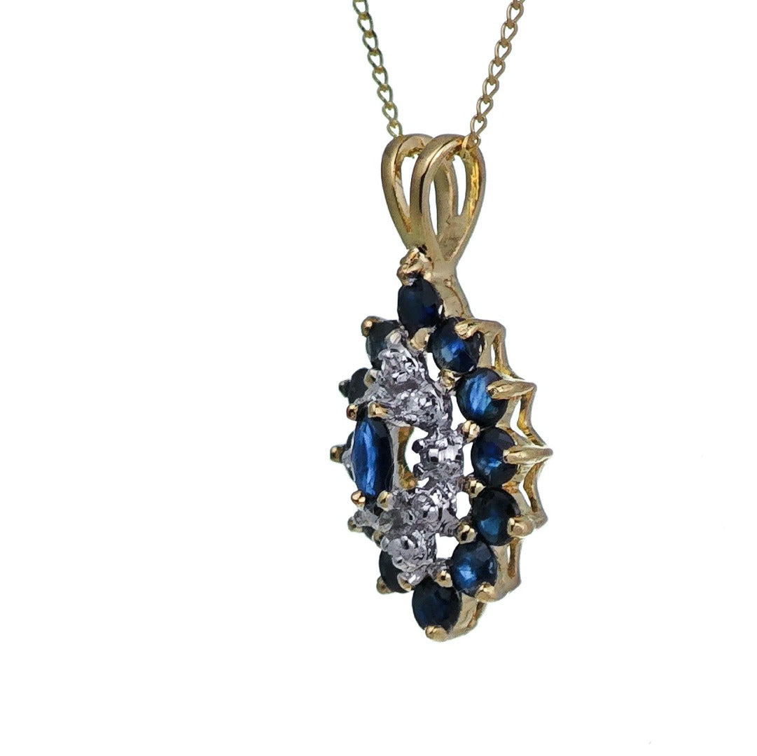 9ct Sapphire Necklace Yellow Gold 1ct Blue Round Natural Gemstone