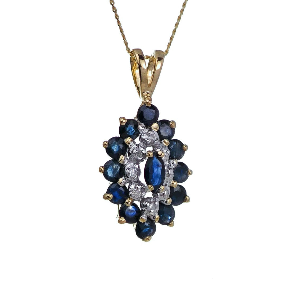 9ct Sapphire Necklace Yellow Gold 1ct Blue Round Natural Gemstone