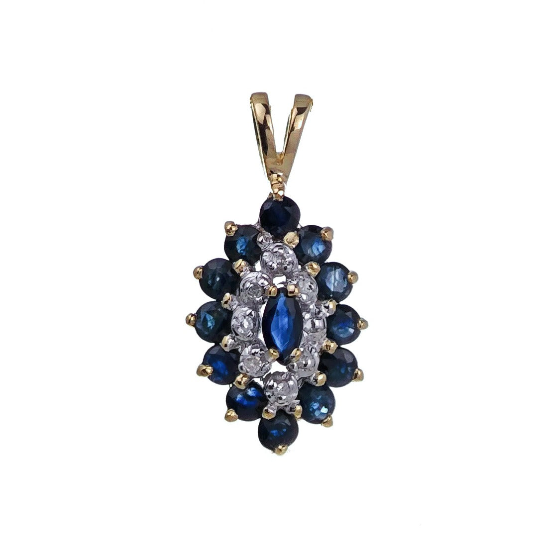 9ct Sapphire Necklace Yellow Gold 1ct Blue Round Natural Gemstone