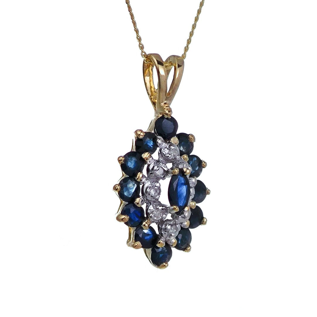 9ct Sapphire Necklace Yellow Gold 1ct Blue Round Natural Gemstone