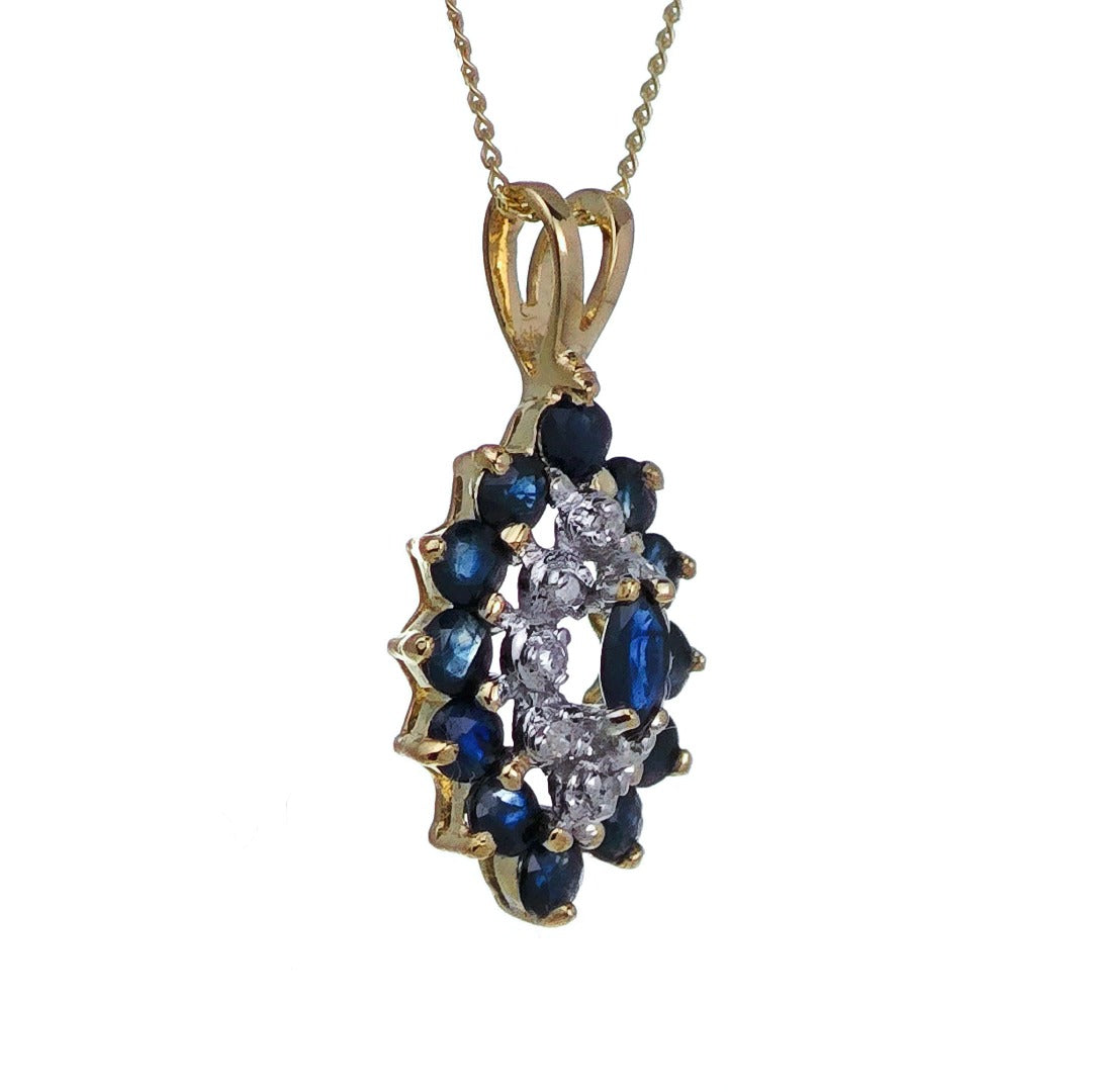 9ct Sapphire Necklace Yellow Gold 1ct Blue Round Natural Gemstone