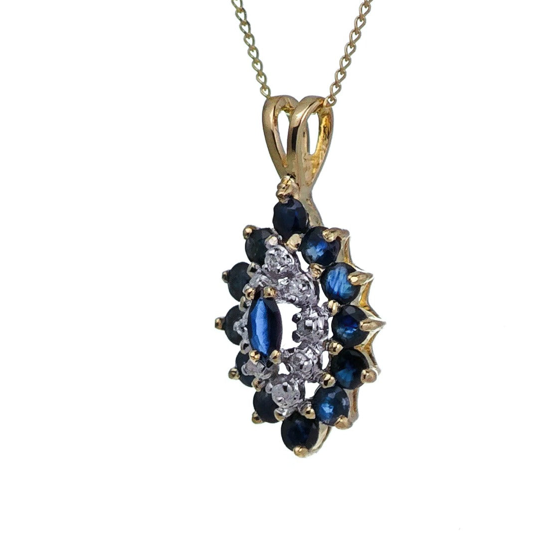 9ct Sapphire Necklace Yellow Gold 1ct Blue Round Natural Gemstone