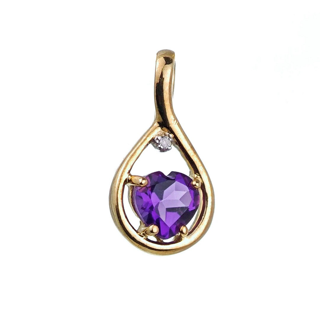 9ct Amethyst Necklace Yellow Gold 0.62ct Purple Heart Natural Gemstone