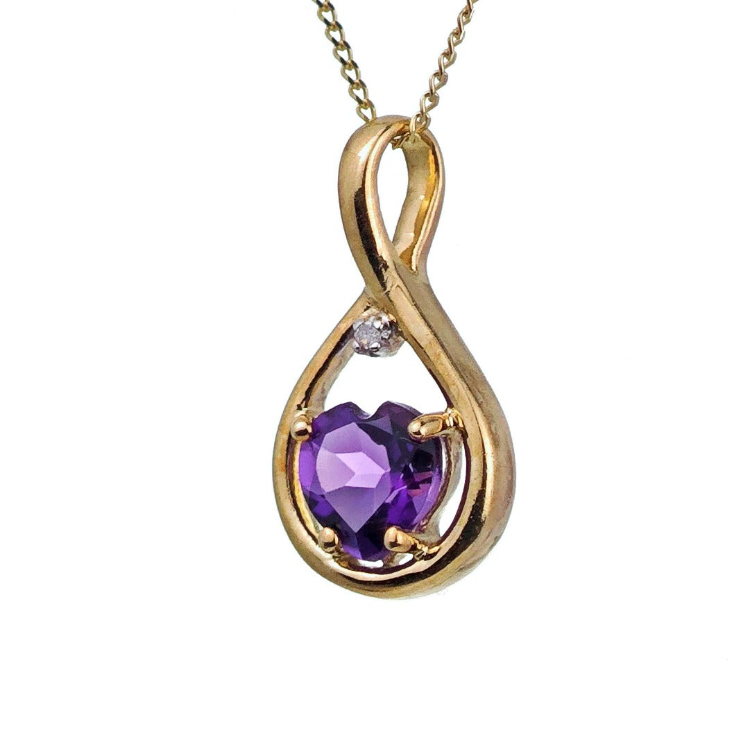 9ct Amethyst Necklace Yellow Gold 0.62ct Purple Heart Natural Gemstone