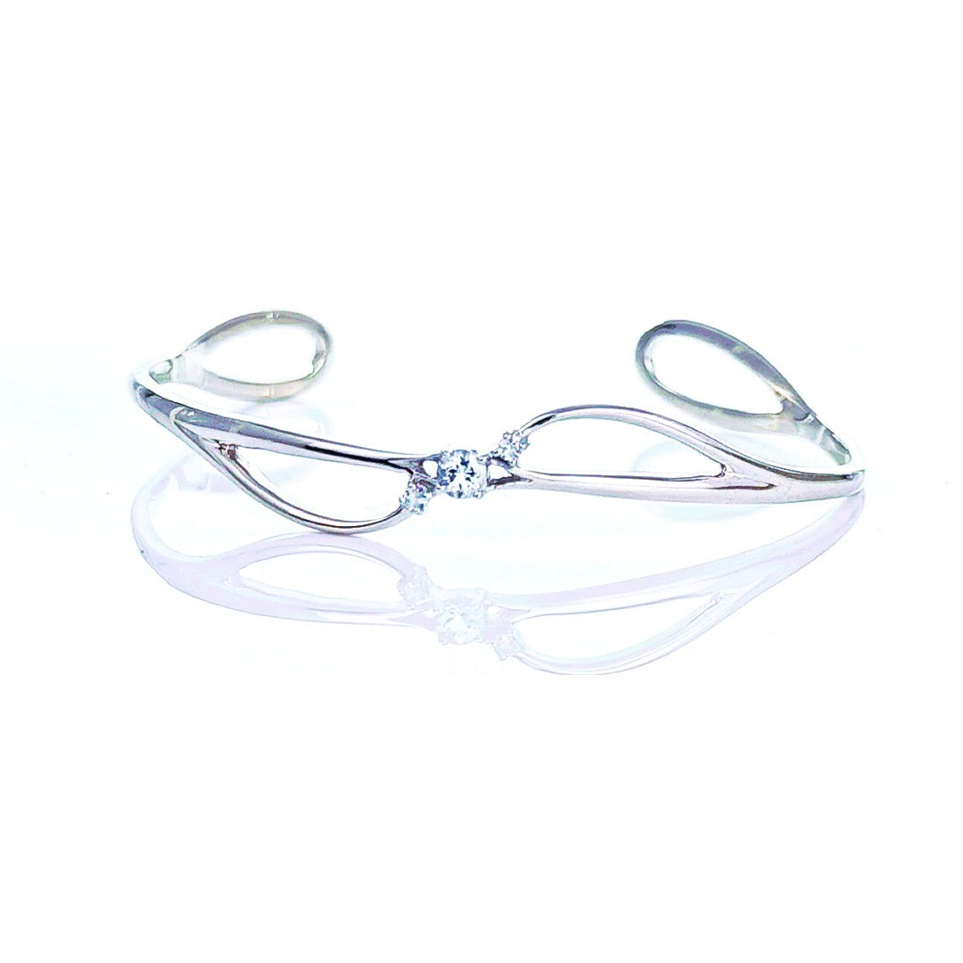 Aquamarine Bangle Sterling Silver Trilogy Satelite