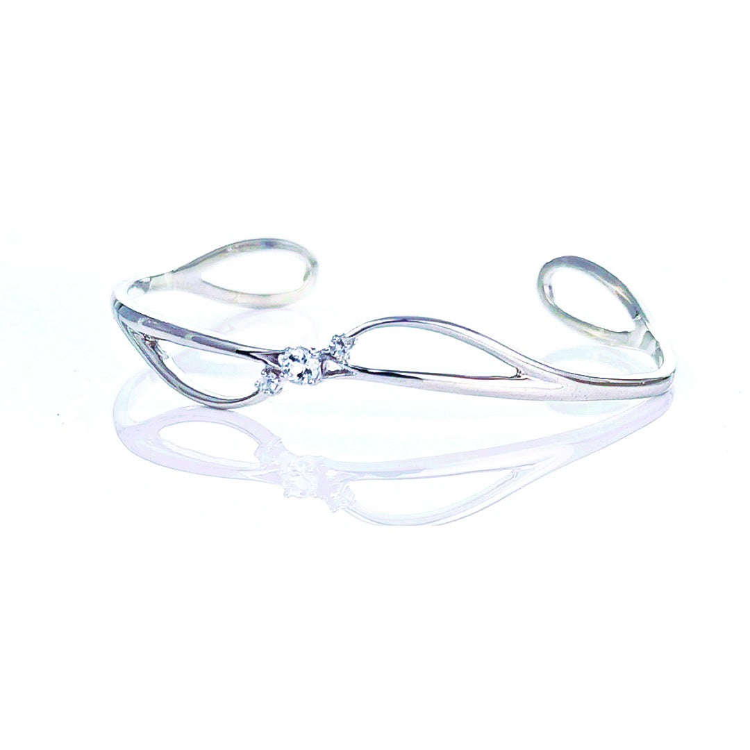 Aquamarine Bangle Sterling Silver Trilogy Satelite