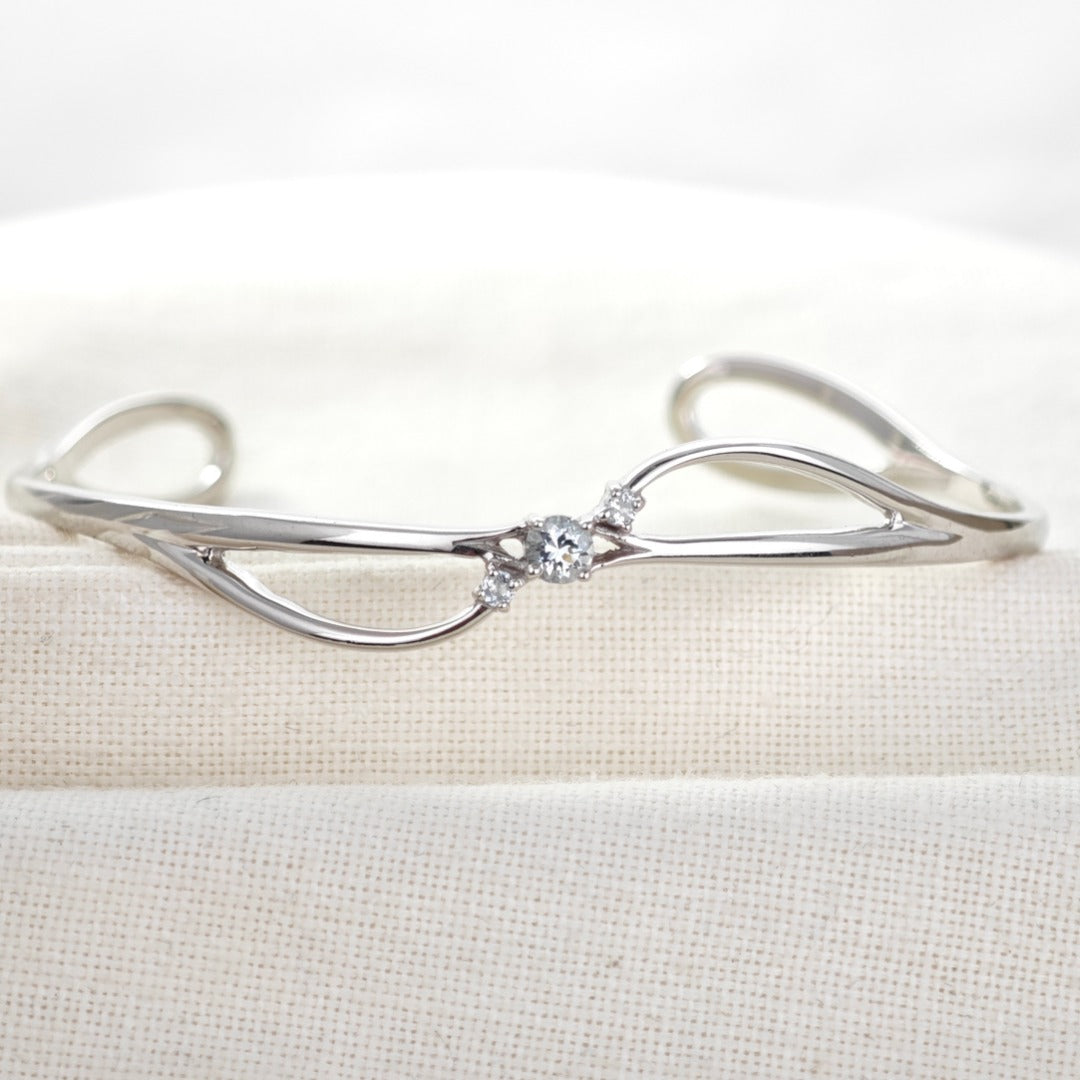 Aquamarine Bangle Sterling Silver Trilogy Satelite