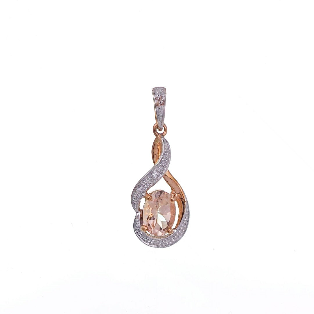 9ct Morganite Diamond  Necklace Rose Gold Pink  0.65 ct   Natural Gemstone