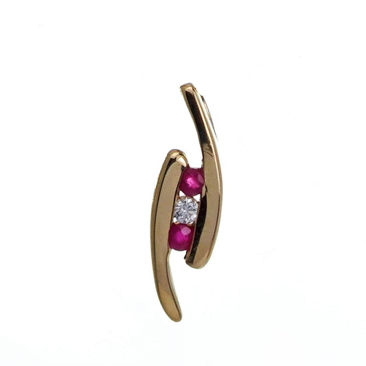 9ct Ruby Necklace Yellow Gold 0.1ct Red Round Natural Gemstone
