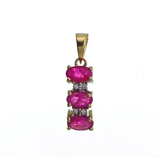 9ct Ruby Necklace Yellow Gold 0.78ct Red Oval Natural Gemstone