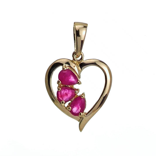 9ct Ruby Heart Necklace Yellow Gold 0.58ct Red Pear Natural Gemstone