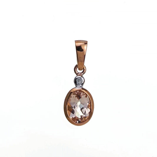 9ct Morganite Diamond  Necklace Rose Gold Pink  0.68 ct   Natural Gemstone