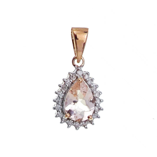 9ct Morganite Diamond  Necklace Rose Gold Pink  0.26 ct   Natural Gemstone