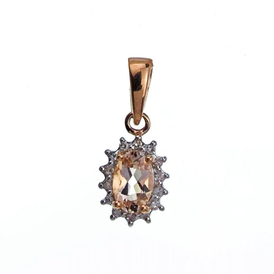 9ct Morganite Diamond Necklace Rose Gold Pink  0.41 ct Natural Gemstone