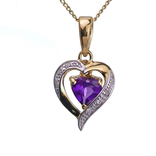 9ct Amethyst Necklace Yellow Gold 0.35ct Purple Heart Natural Gemstone