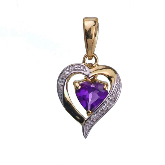 9ct Amethyst Necklace Yellow Gold 0.35ct Purple Heart Natural Gemstone