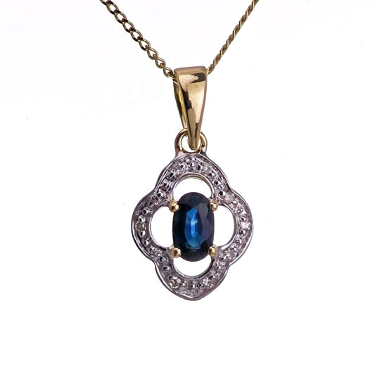 9ct Sapphire Necklace Yellow Gold 0.32ct Blue Oval Natural Gemstone