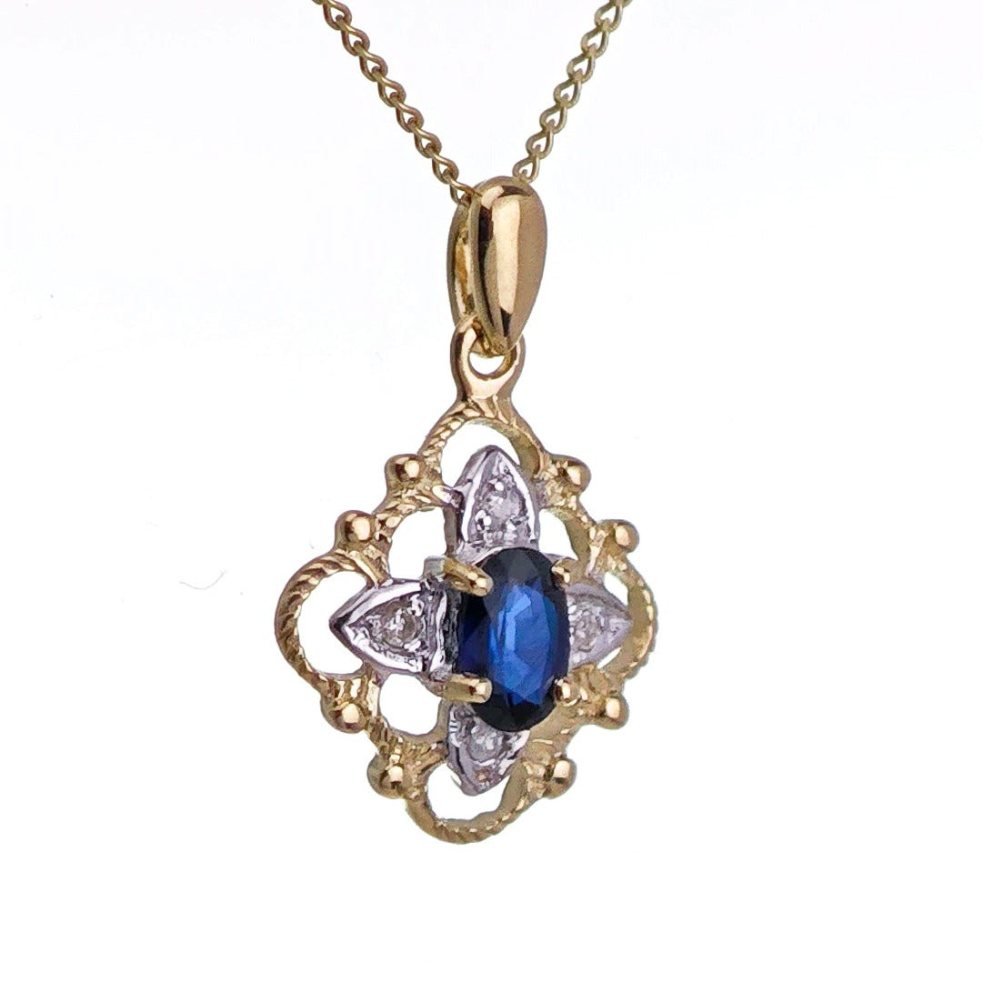 9ct Sapphire Necklace Yellow Gold 0.3ct Blue Oval Natural Gemstone