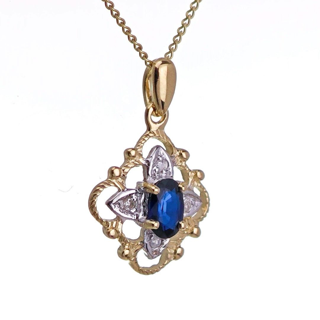 9ct Sapphire Necklace Yellow Gold 0.3ct Blue Oval Natural Gemstone