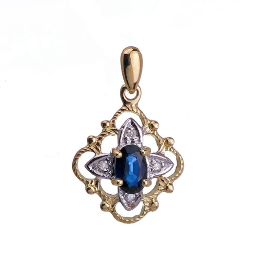 9ct Sapphire Necklace Yellow Gold 0.3ct Blue Oval Natural Gemstone