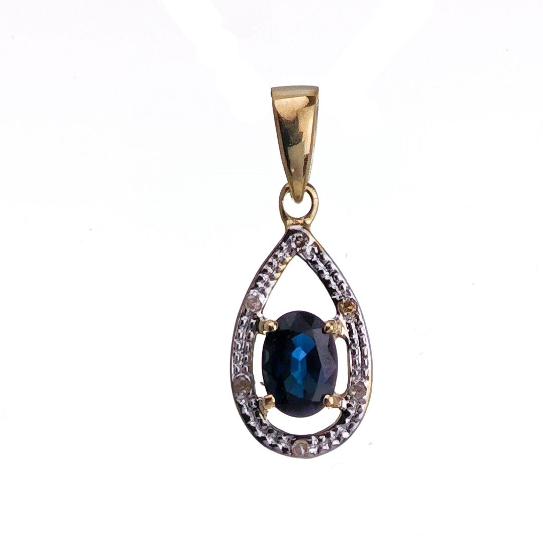 9ct Sapphire Necklace Yellow Gold 0.48ct Blue Oval Natural Gemstone