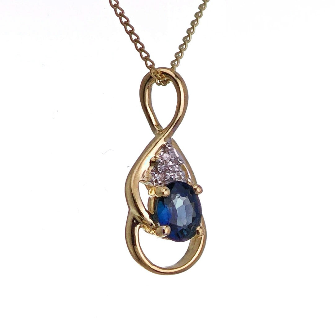 9ct Sapphire Necklace Yellow Gold 0.43ct Blue Oval Natural Gemstone