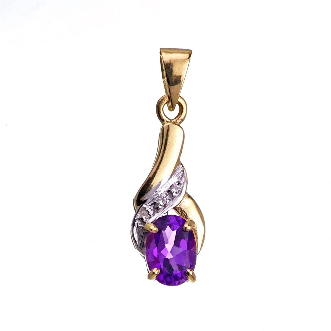 9ct Amethyst Necklace Yellow Gold 0.65ct Purple Oval Natural Gemstone