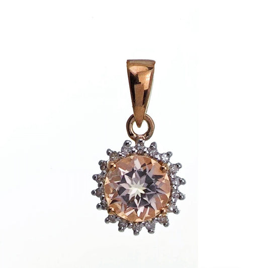 9ct Morganite Diamond Necklace Rose Gold Pink 0.8 ct Natural Gemstone