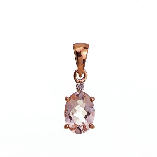 9ct Morganite Diamond Necklace Rose Gold Pink  0.68 ct Natural Gemstone