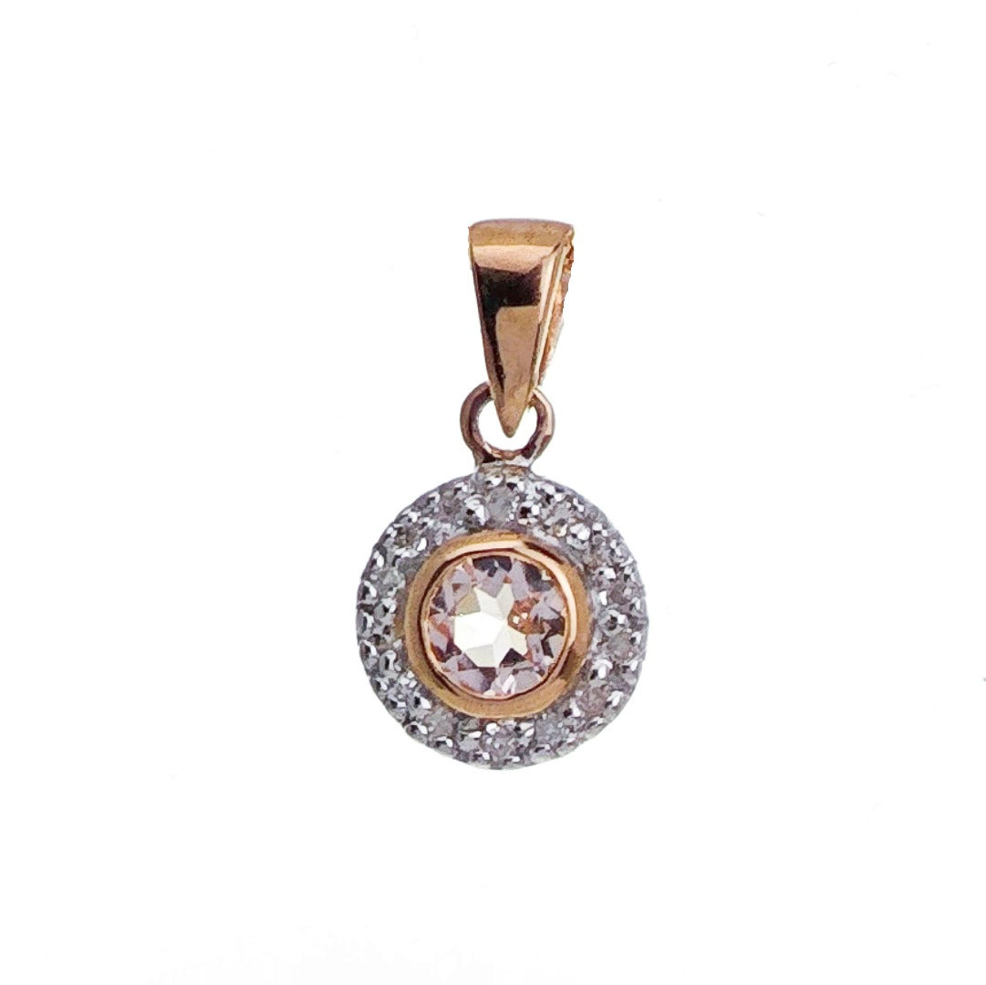 9ct Morganite Necklace Yellow Gold 0.23ct Pink Round Natural Gemstone