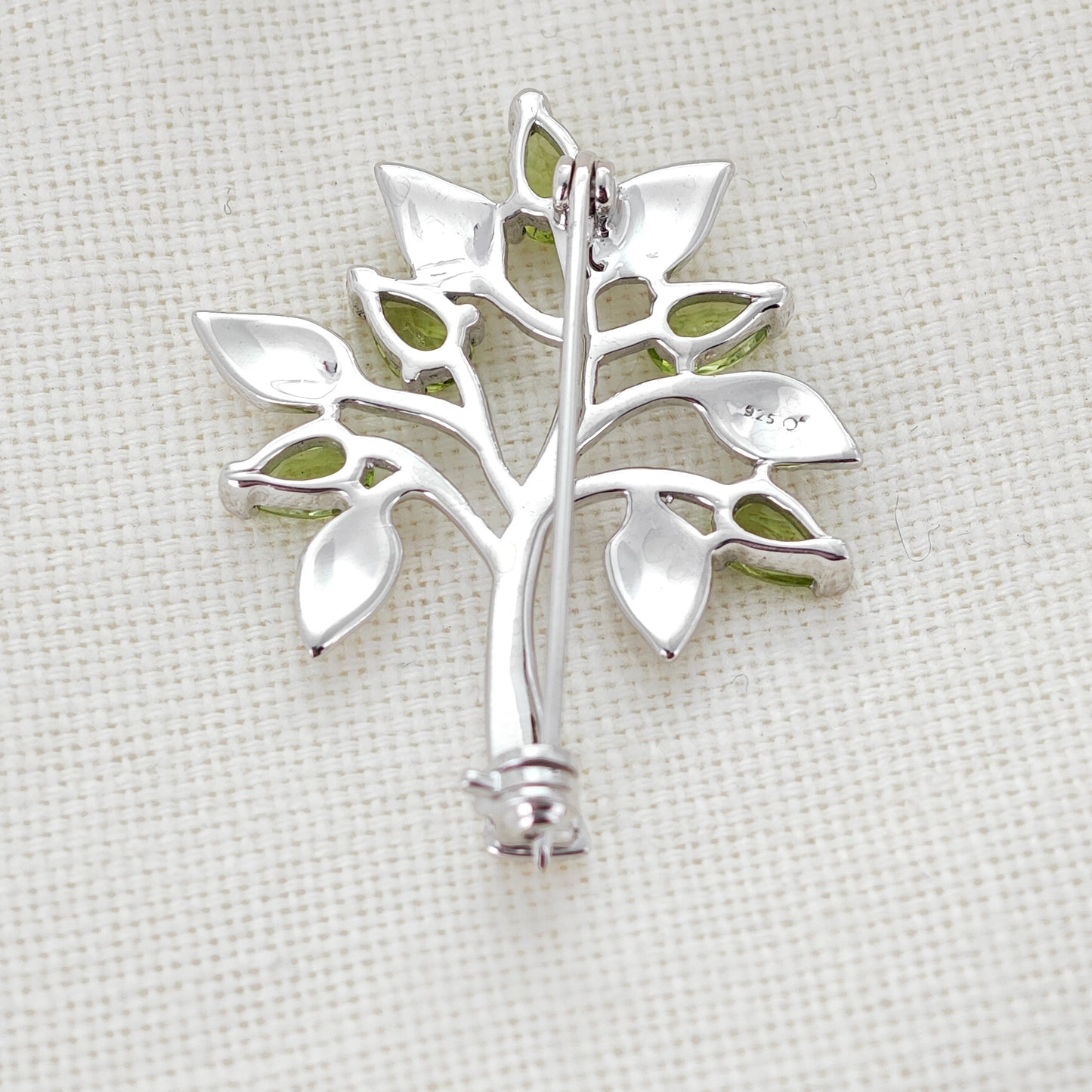 Peridot Brooch Tree of Life Sterling Silver Green 1ct