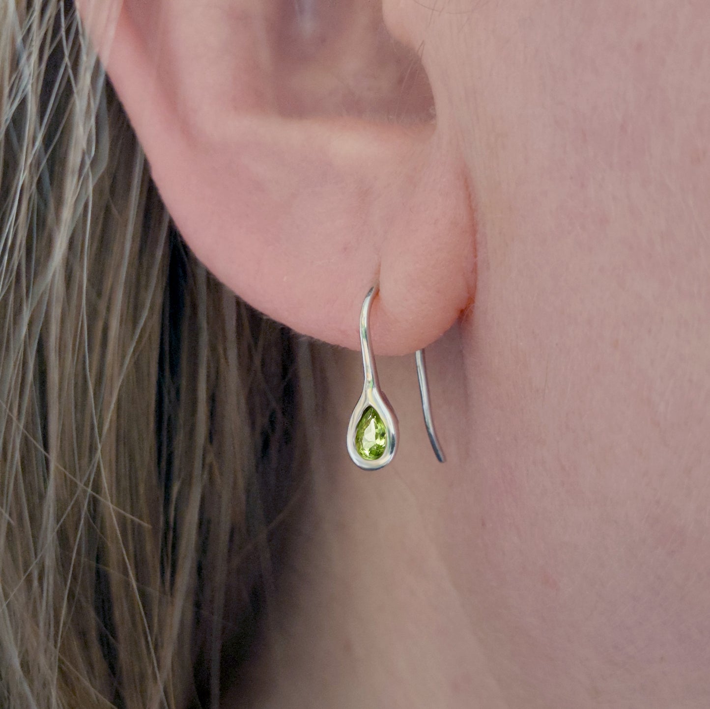 Peridot Dangle Earrings Sterling Silver