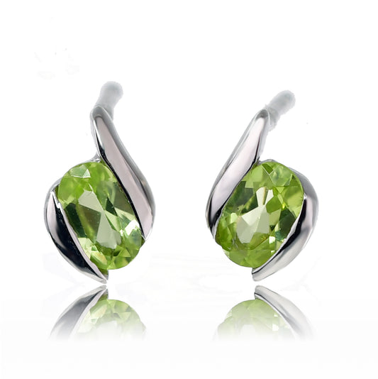 Silver Peridot Earrings Stud 0.56ct natural Contemporary