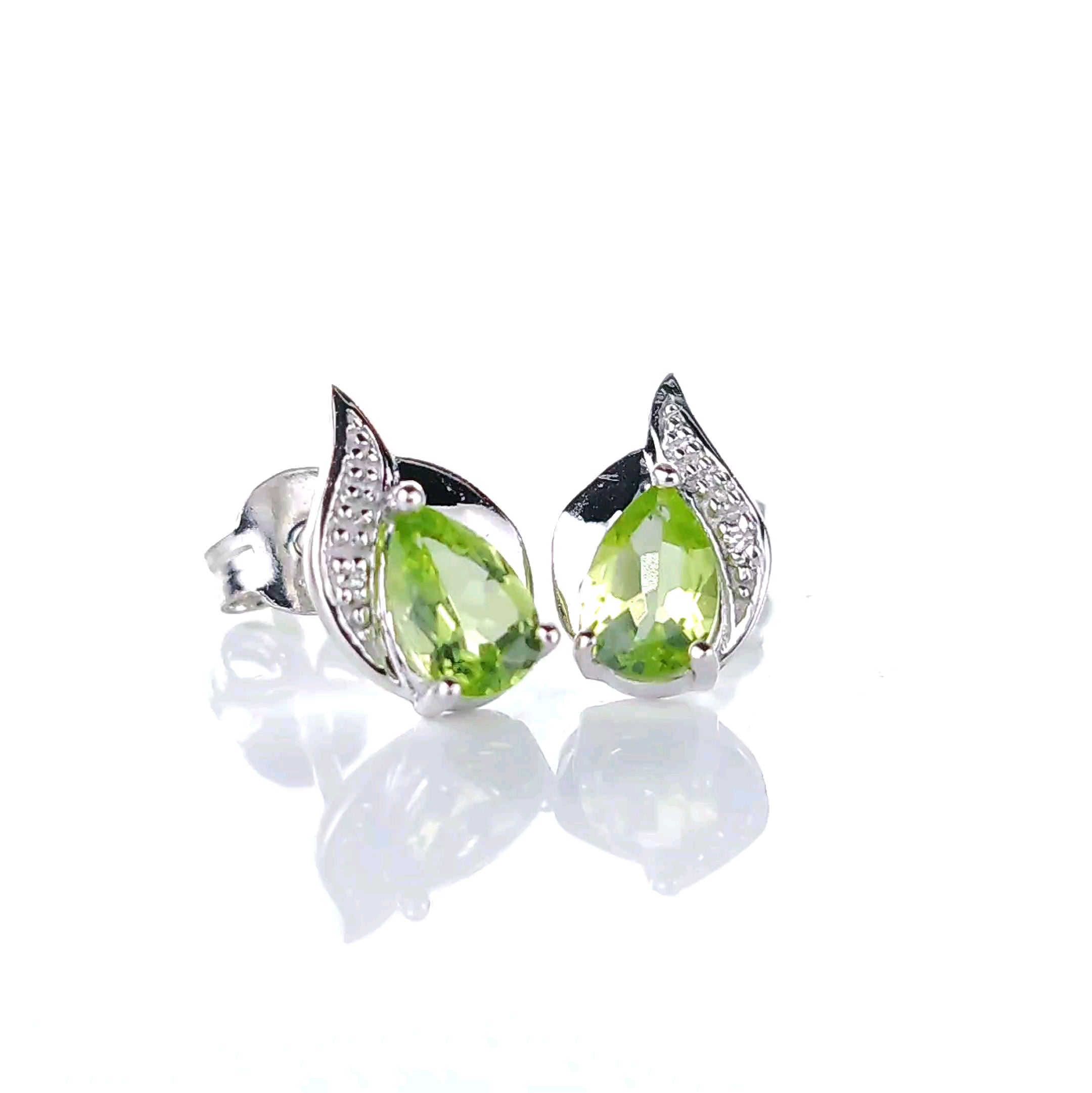 Natural cheapest Peridot Earrings Stud Yellow Green Gemstone Eraaings Sterling Silver