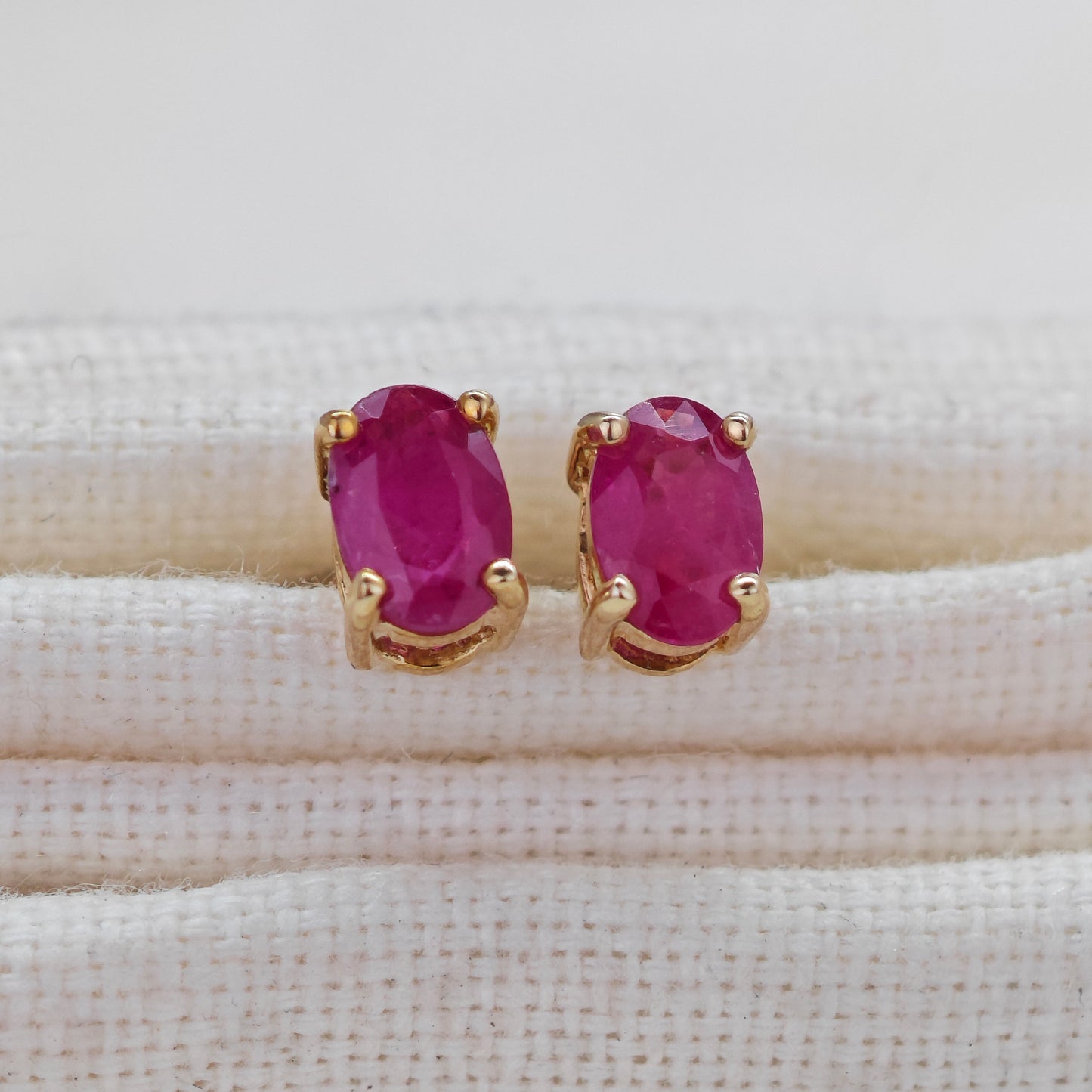 9ct Gold Ruby Earrings 6x4 Ovals 1.2ct