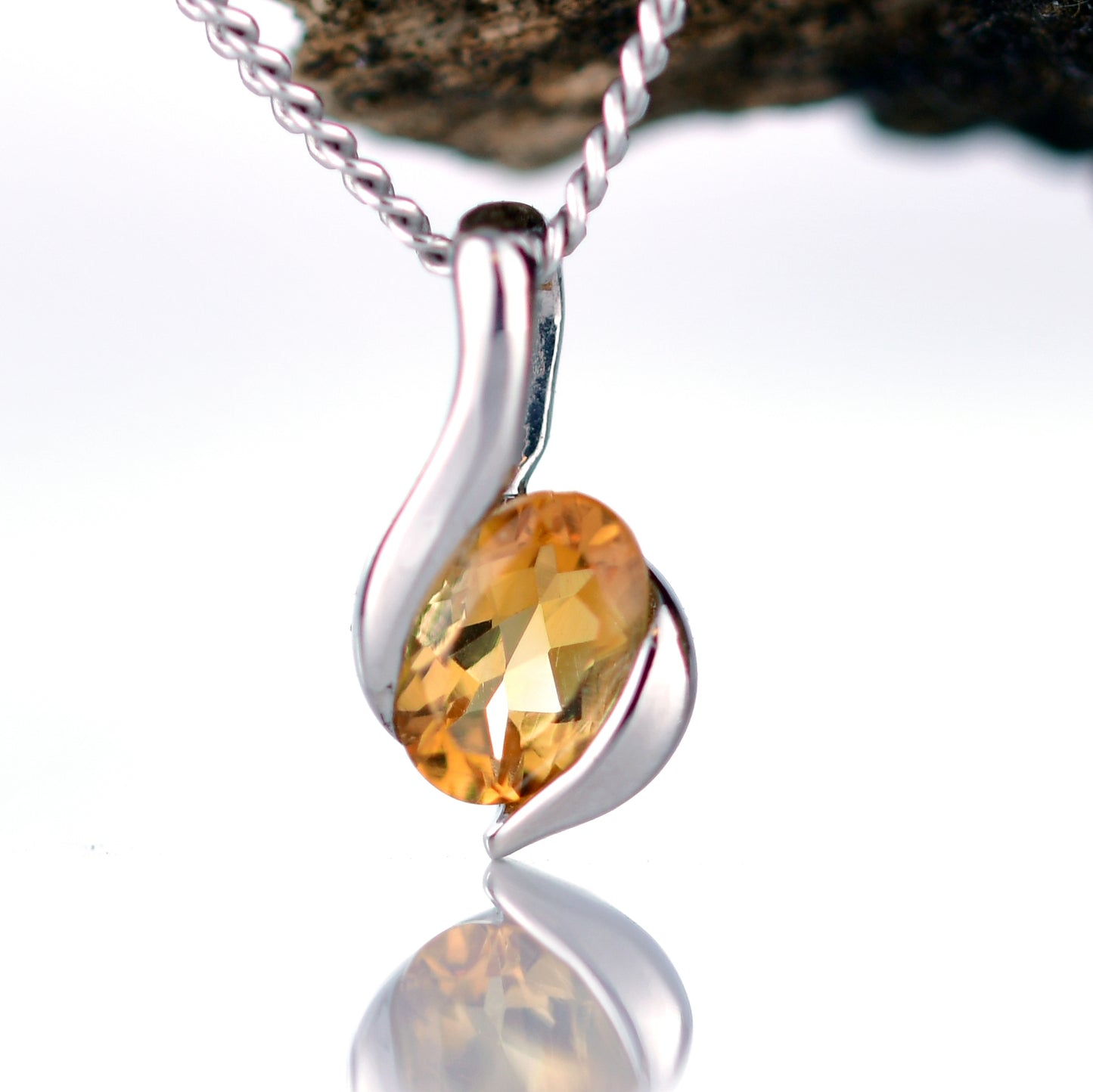 Citrine Necklace 0.45ct Sterling Silver Yellow Pendant 18'' November Birthstone