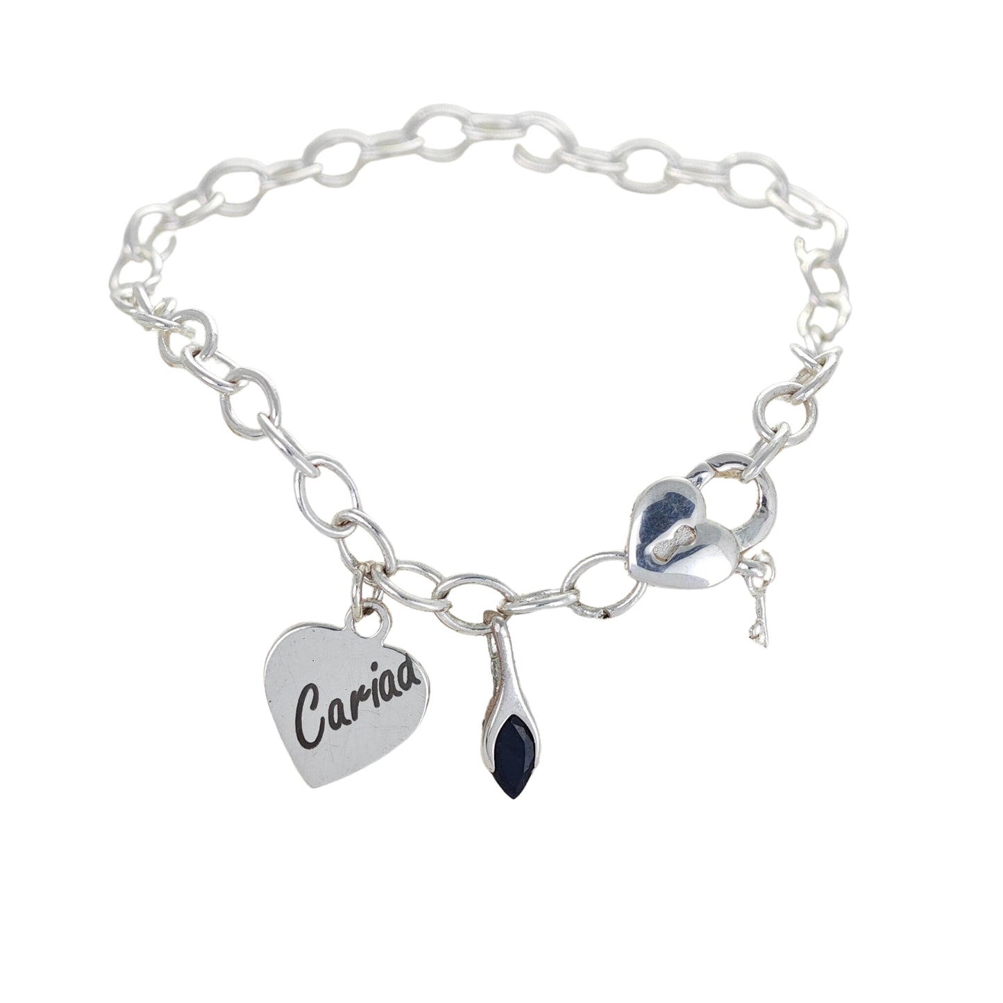 Personalised Birthstone Charm Bracelet Heart Clasp