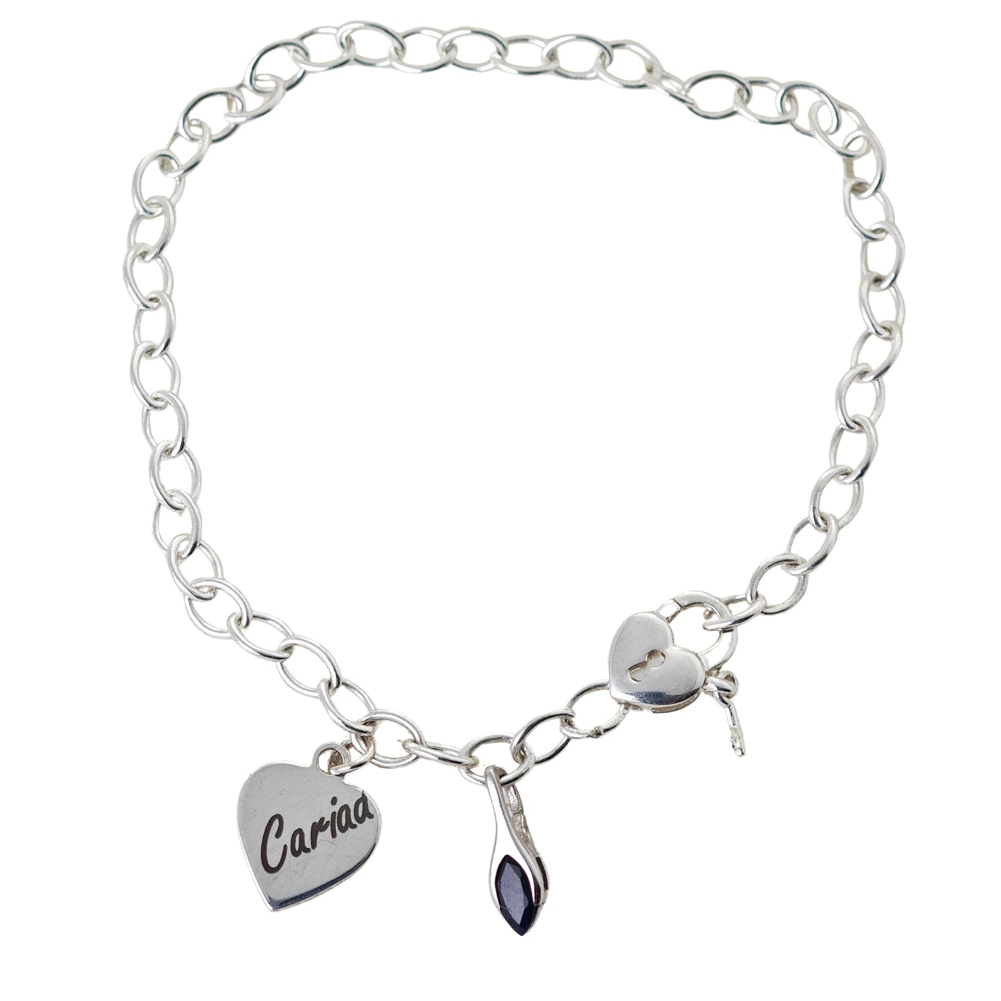 Personalised Birthstone Charm Bracelet Heart Clasp