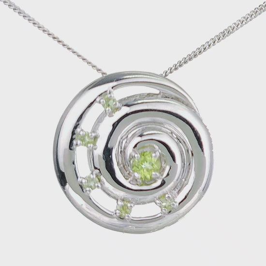 Peridot Ammonite Pendant Sterling Silver Video