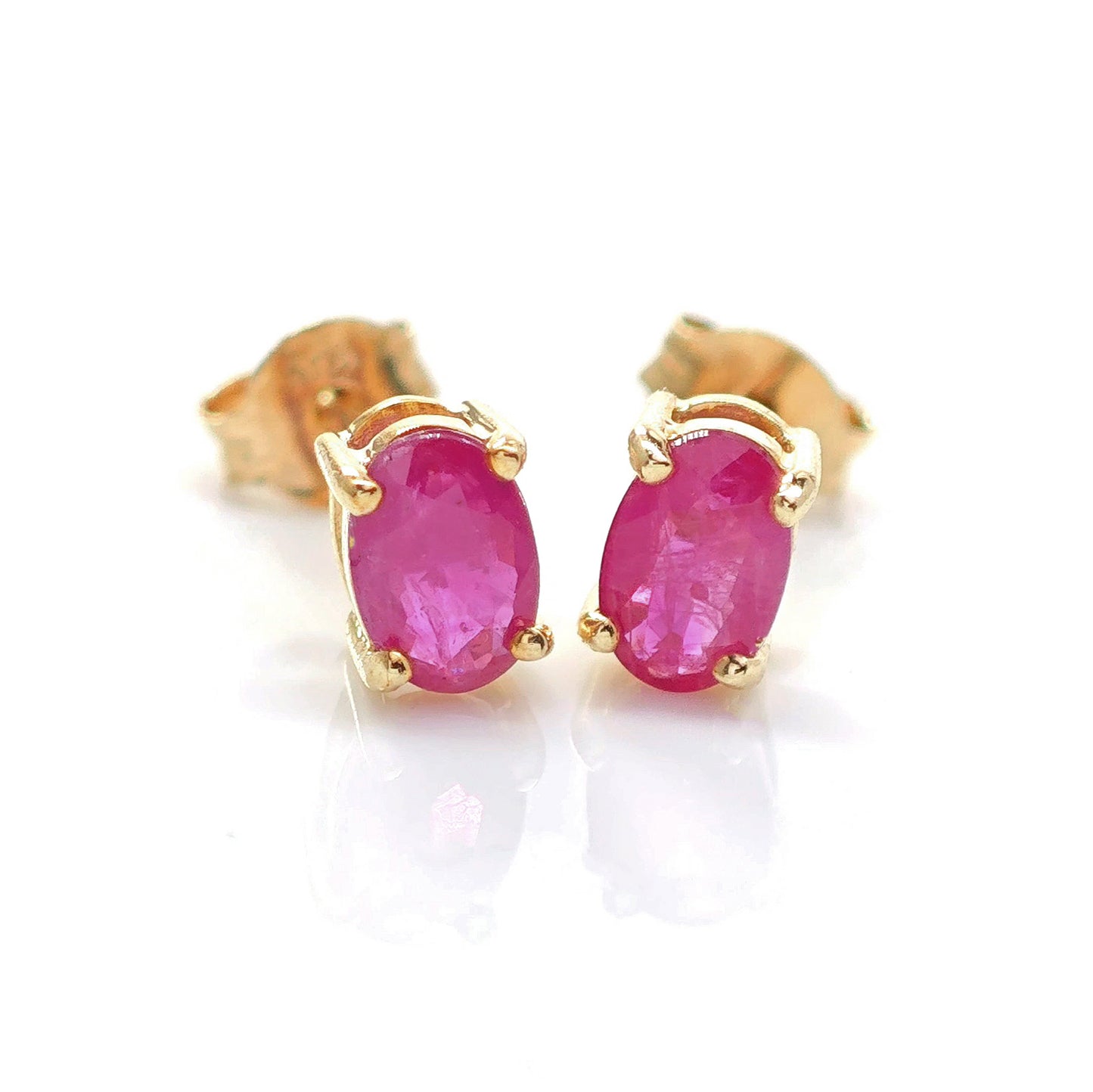 9ct Gold Ruby Earrings 6x4 Ovals 1.2ct