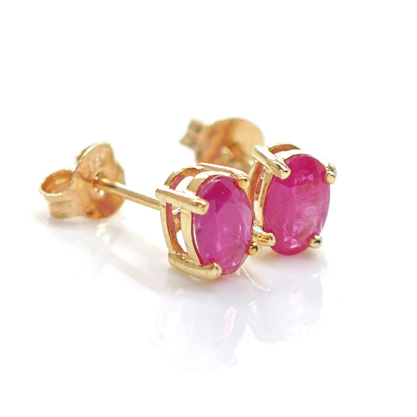 9ct Gold Ruby Earrings 6x4 Ovals 1.2ct