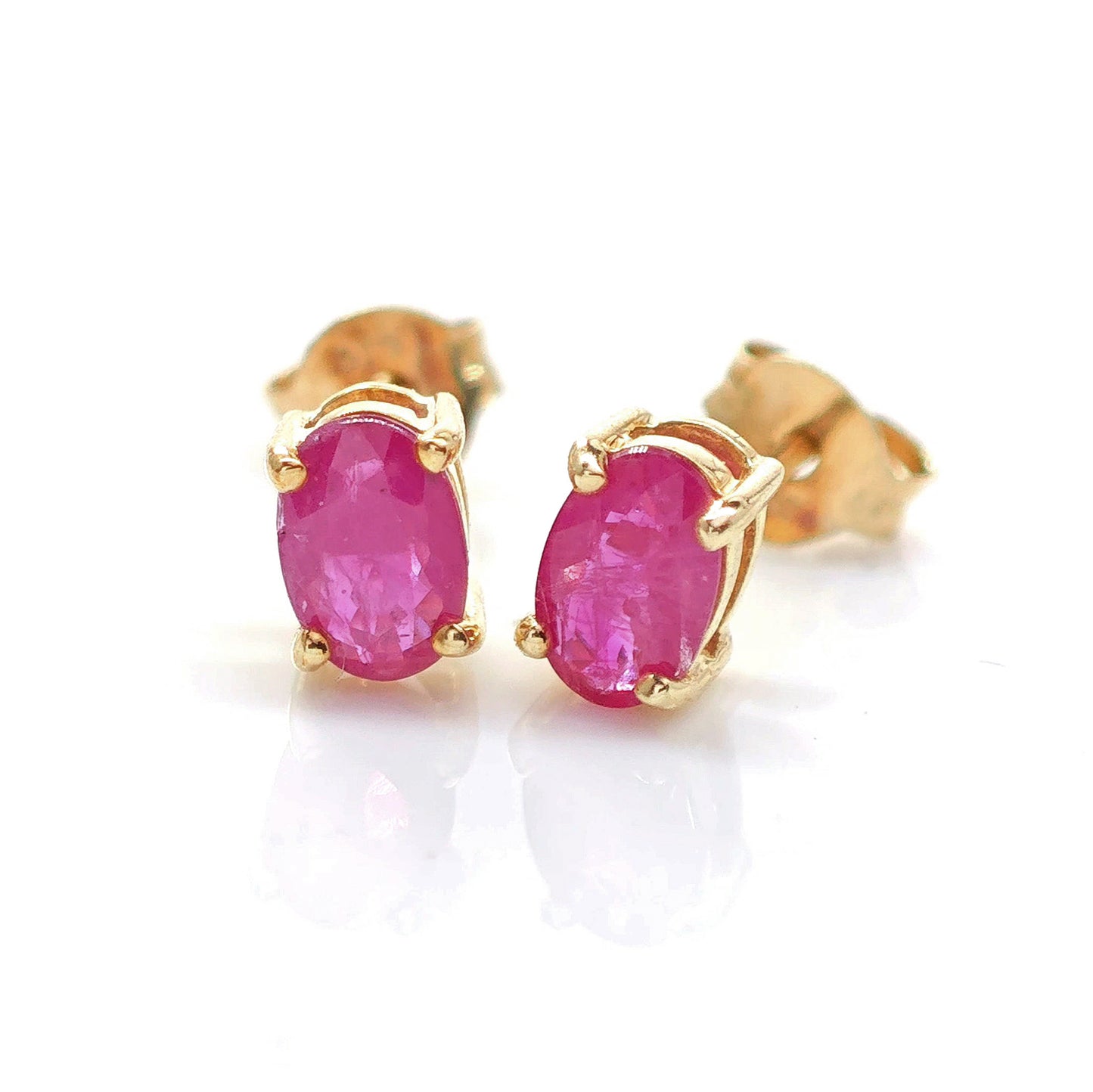 9ct Gold Ruby Earrings 6x4 Ovals 1.2ct