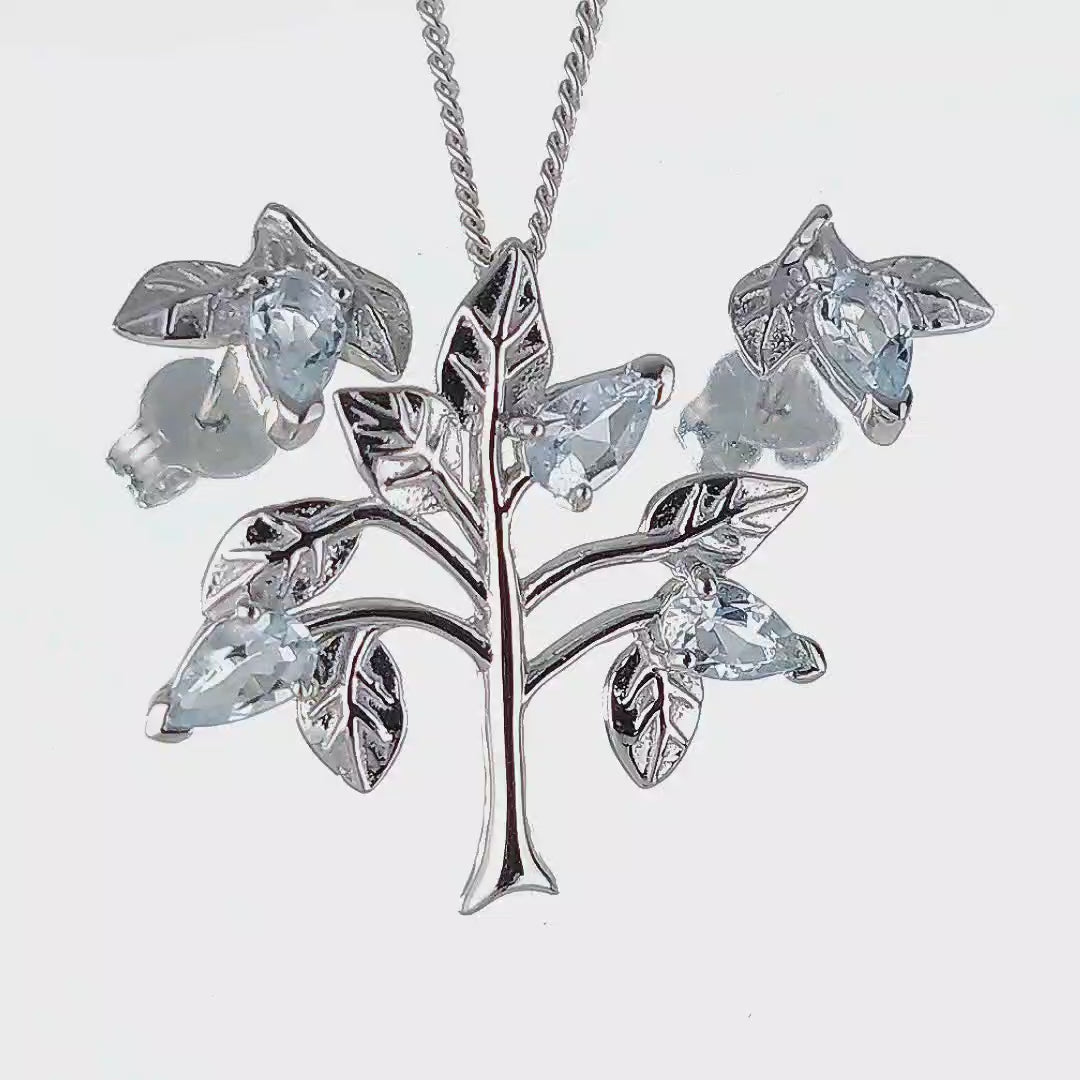 Aquamarine tree of life on sale necklace