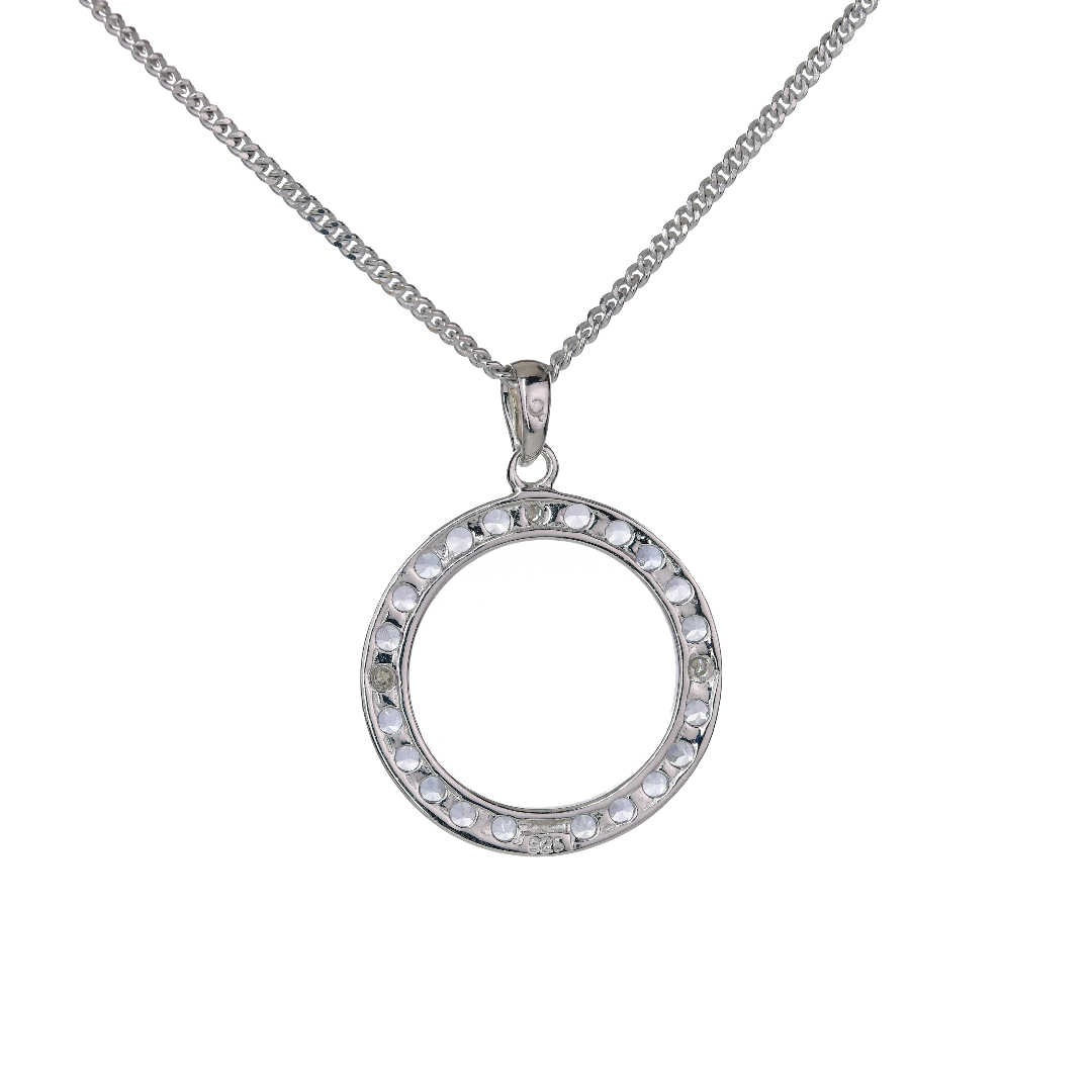 Silver Diamond Necklace Tanzanite 1ct Circle 18'' Chain