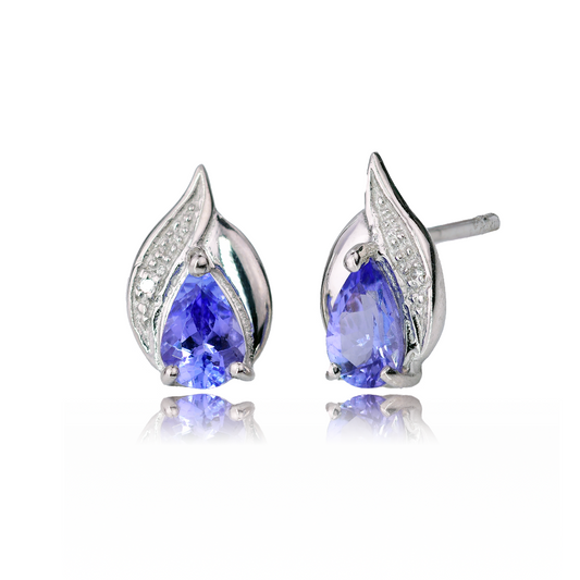 Tanzanite and Diamond Pear Stud Earrings