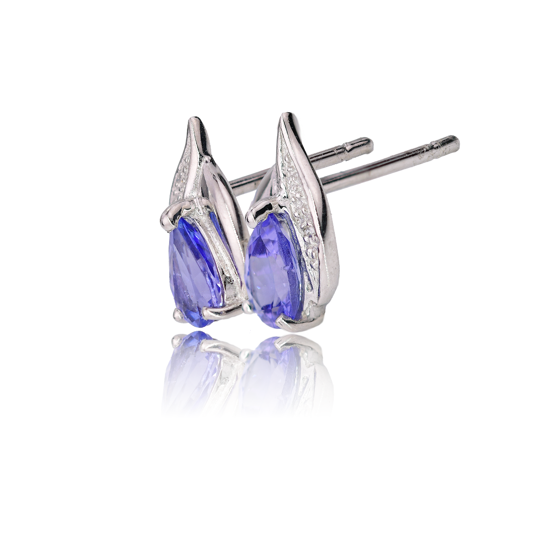 Tanzanite and Diamond Pear Stud Earrings