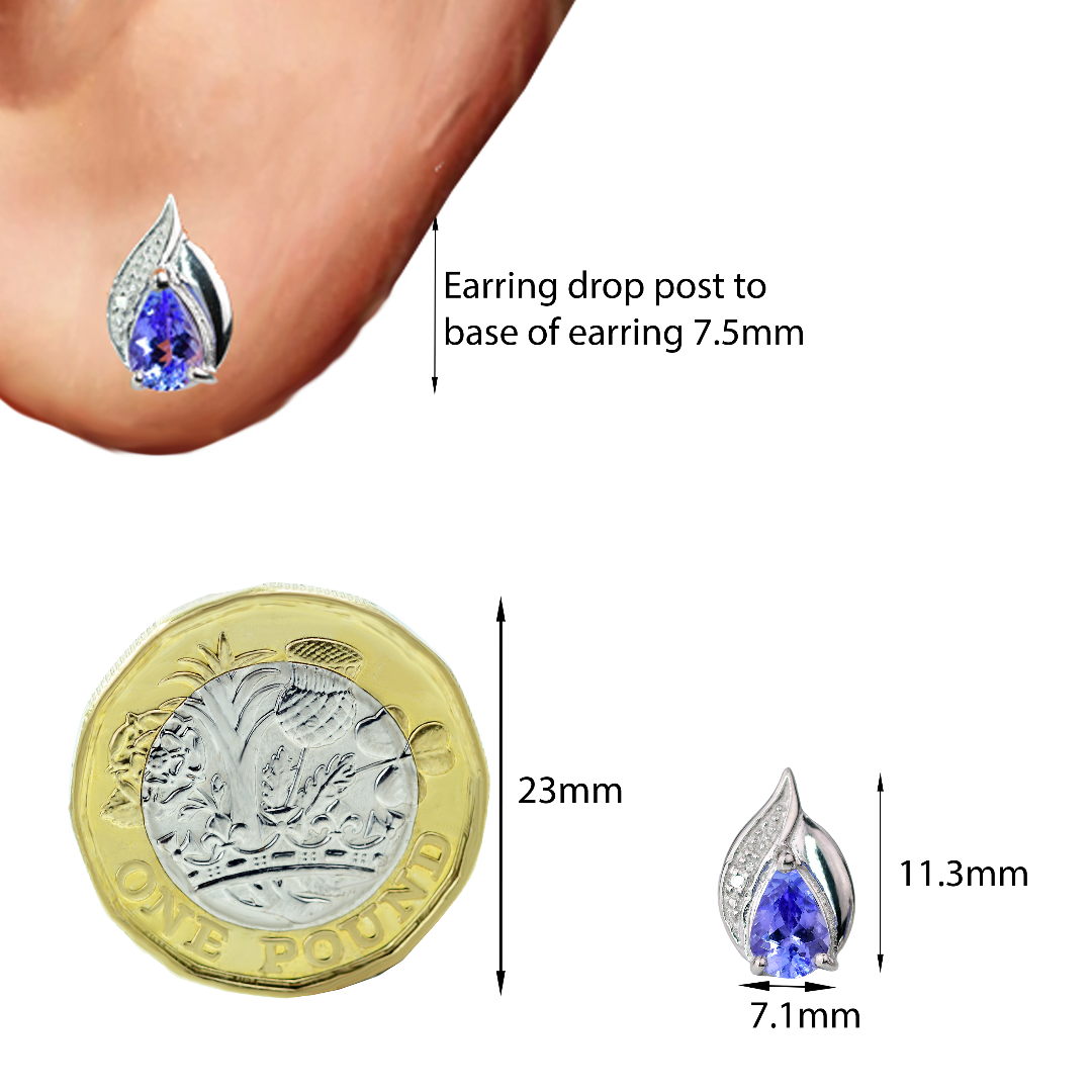 Tanzanite and Diamond Pear Stud Earrings